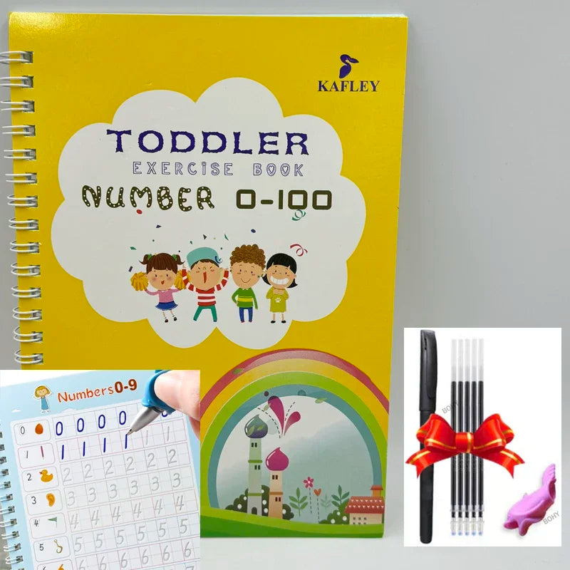 3D Calligraphy Copybook Reusable Learning Math English Book Drawing Numbers Education for Kids Letter Practice Toy Gifts