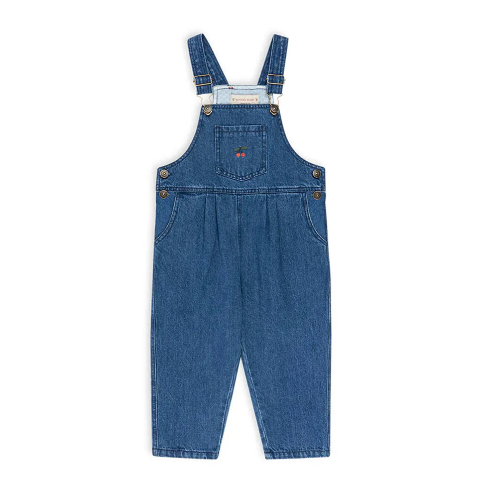 New Kids Girls Clothes Cute Print Cherry Denim Jacket Coat Overalls Jeans Toddler Girls Denim Dress White Shirt Outfit Set