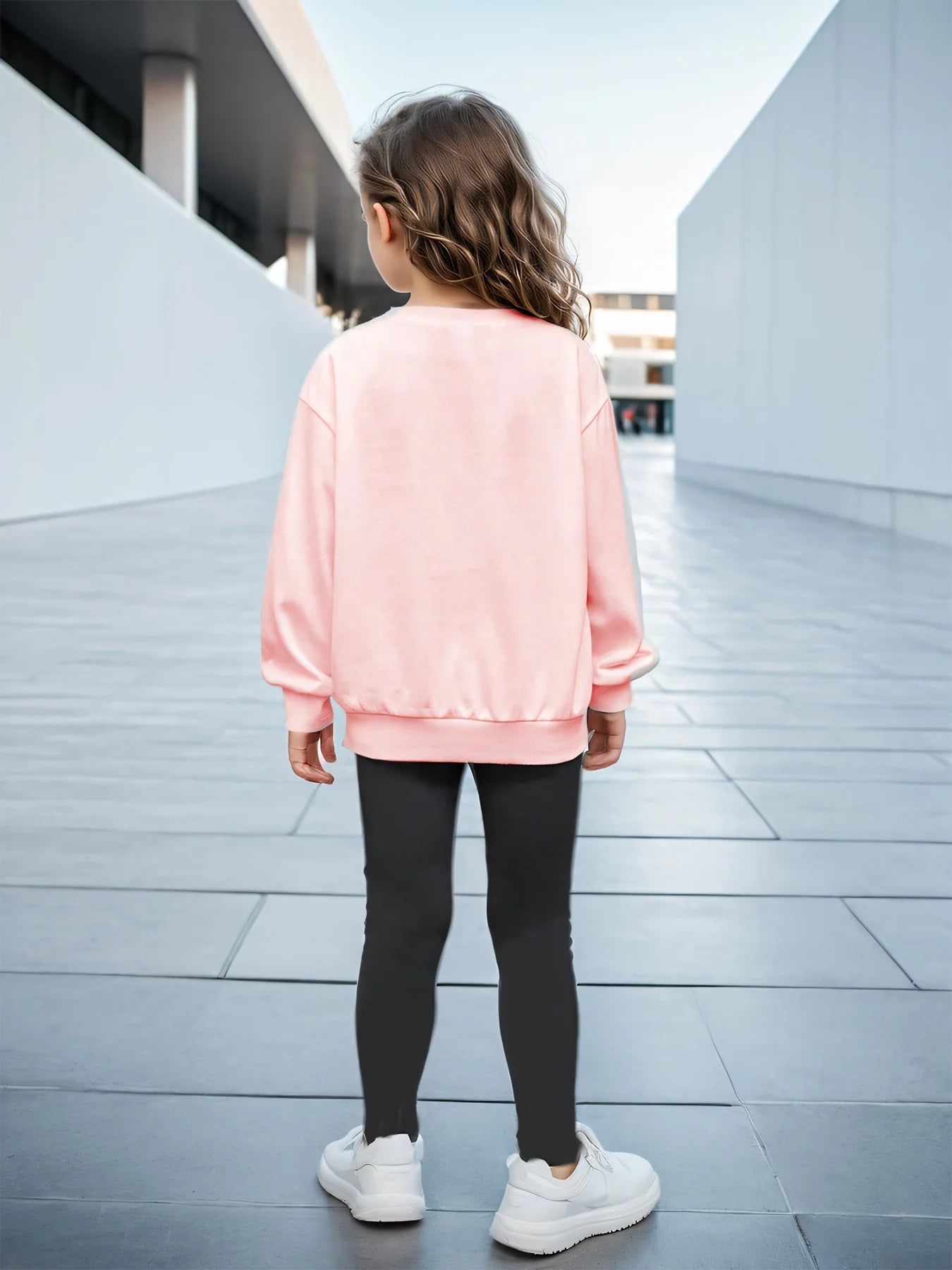 Children's Clothing Girls Spring and Autumn Suits Girls Retro Letter Printed Sweatshirts and Leggings Suits Girls Comfortable at Home and Versatile Clothes for Going Out