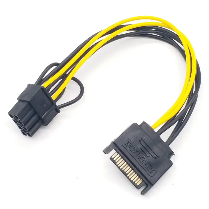 20cm High Speed 15 Pin SATA Male To 8 Pin(6+2) PCI-E Power Supply Cable SATA Cable 15-pin To 8 Pin Cable