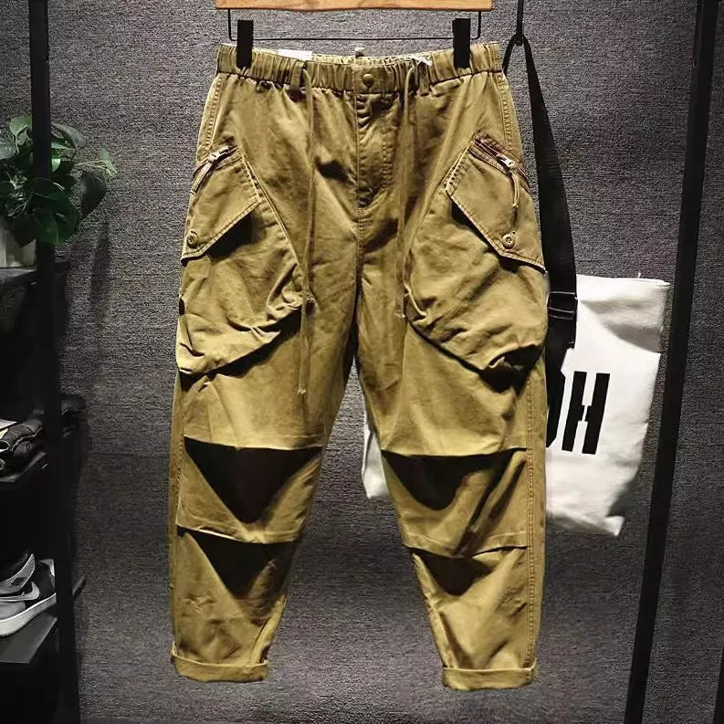 Retro American Men's Wear Resistant Tapered Loose Work Pants Casual Spring Autumn Youthful kets Long Pants Polyester Fiber