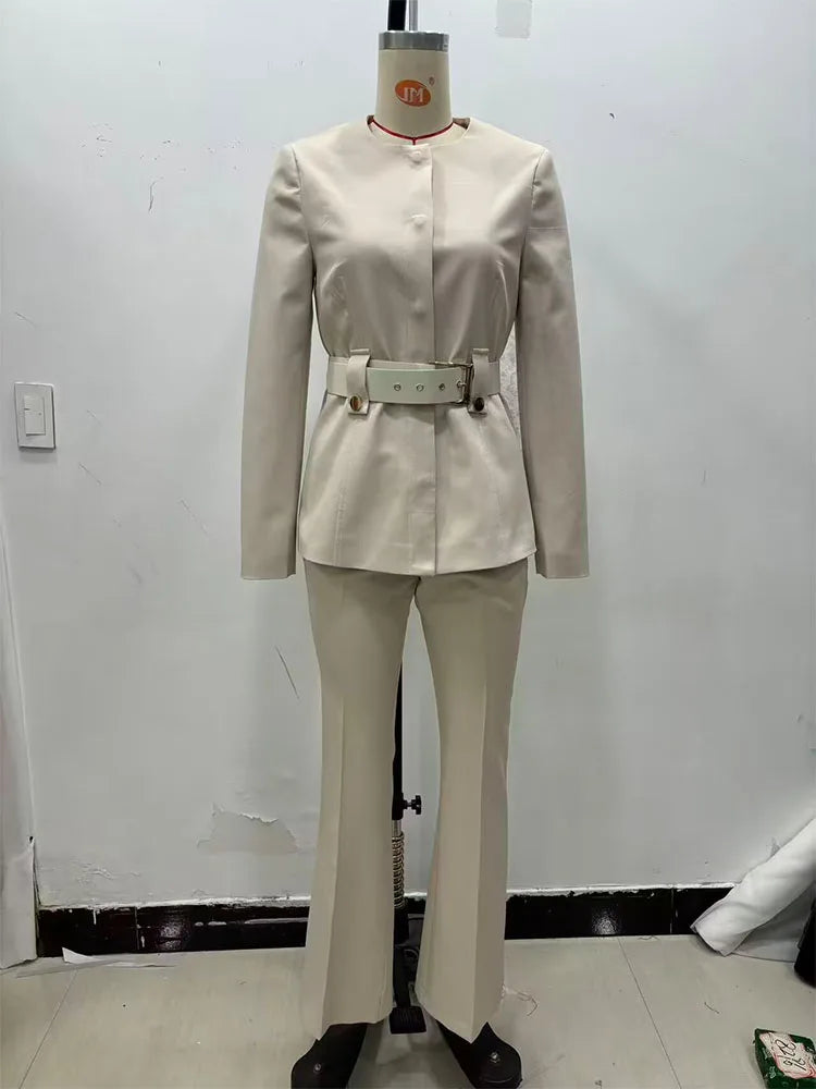 2025 Women Autumn Pant Suits 2-Pieces Sets Casual Solid Blazers Coats and Trousers Female Elegant Street Two Suit Clothing