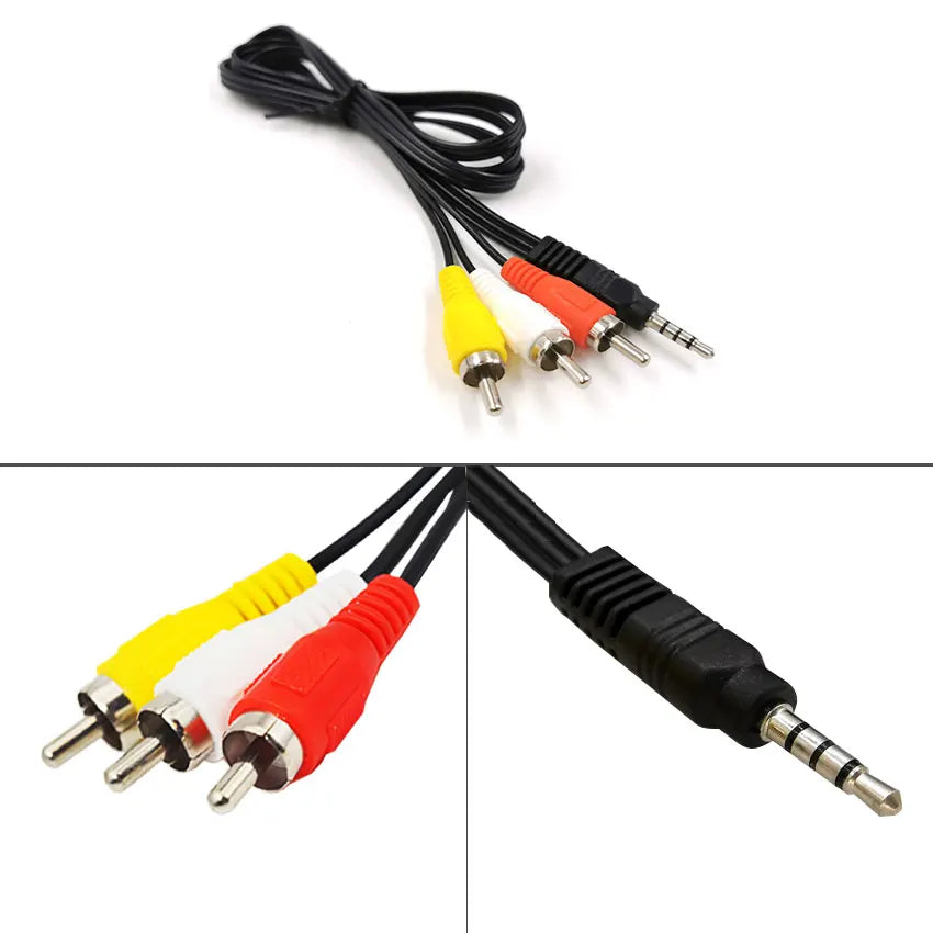 3.5mm Jack Plug Male To 3 RCA Adapter 3.5 To RCA Male Audio Video AV Cable Wire Cord High Quality