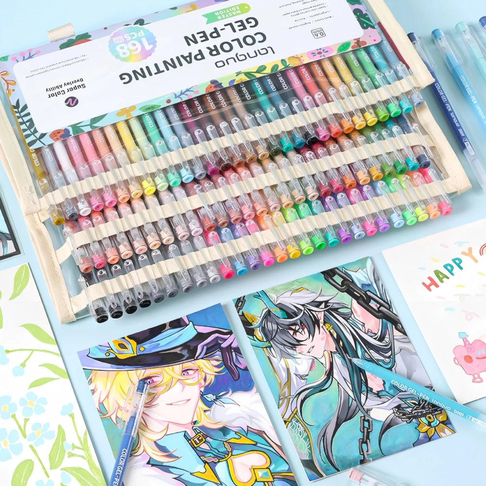 Color Painting Gel Pen Set,With Storage Box,0.6mmNeedle Tip,Rich Color Large Capacity Gel Pens,Art Supplies For Diary,Card,DIY