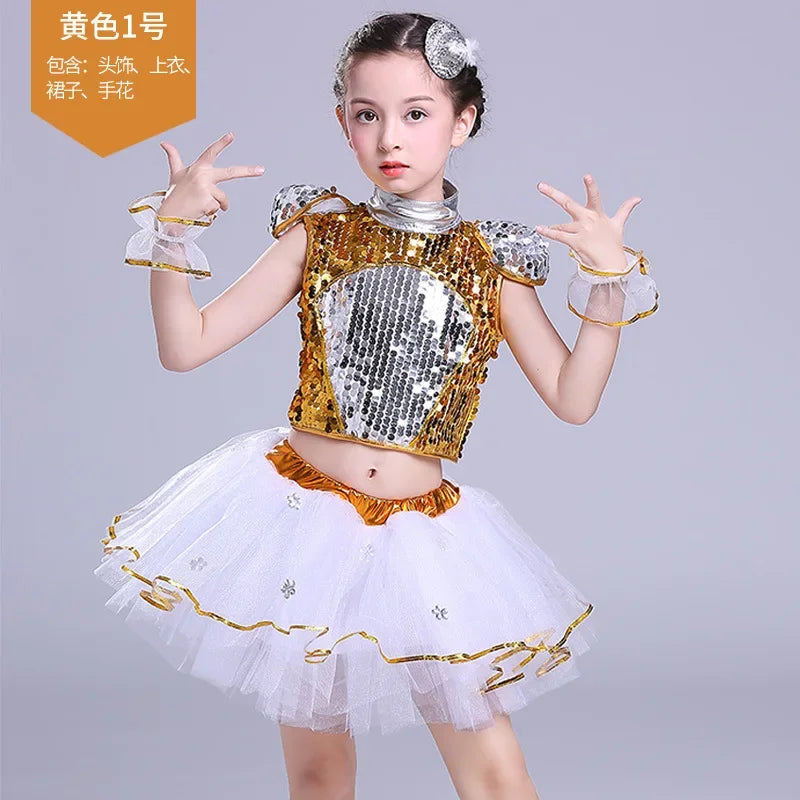 Show 2 Piece Set Children Costumes Summer Baby Girl Clothes Robe Fille Sequin Fashion Teen Boy Outfit Roupa Infantil Kids Suit