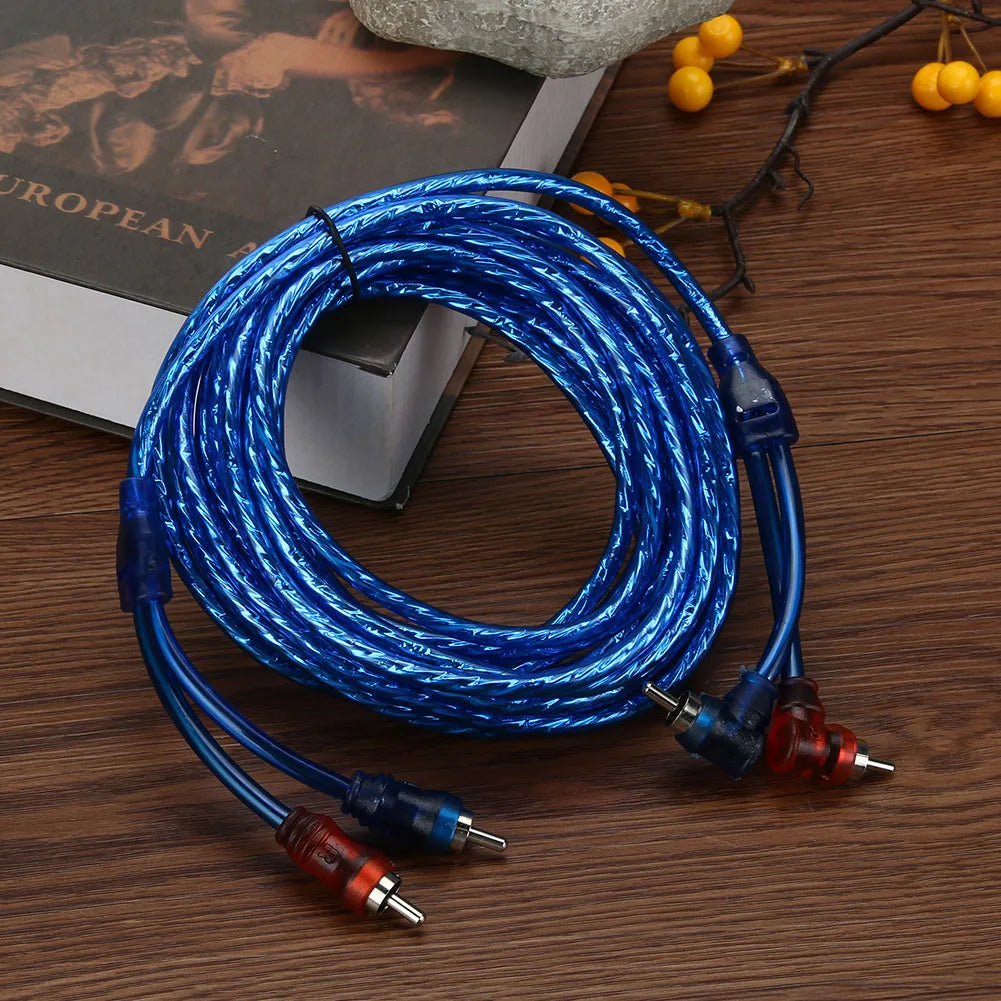 5m Car Modified RCA Audio Cable Pure Copper Car Audio Power Amplifier Cable Automotive Electronics Accessories