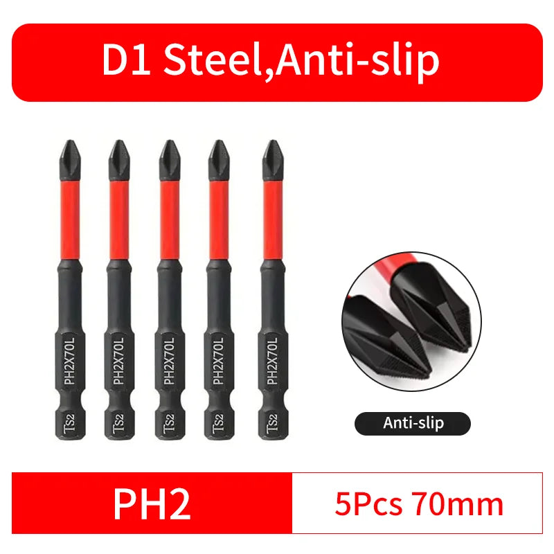 Anti-Slip and Shock-Proof Bits Screwdriver Bits,High Hardness Strong Magnetic 25/50/65/70/90/150mm PH2 Screwdriver Set