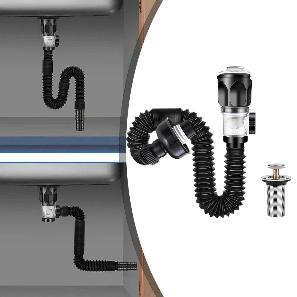 Bathroom Sink Drain Pipe Set Retractable Deodorant Sewer Drainage Water Hose Wash Basin Drainer Bathroom Kitchen Drain Access