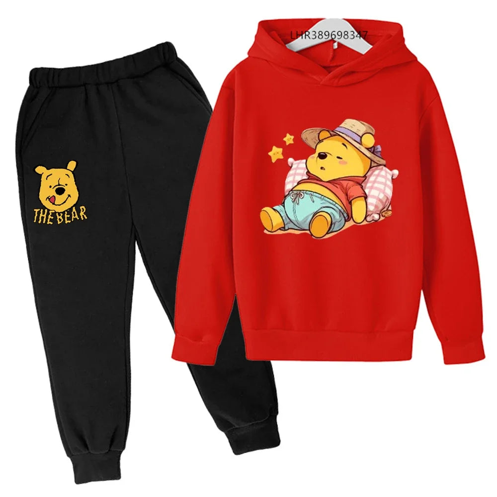 Ropa para niños Little Bear Otoño Invierno edad 3-12 niños niñas abrigo niños Sudadera con capucha + Pantalones conjunto negro