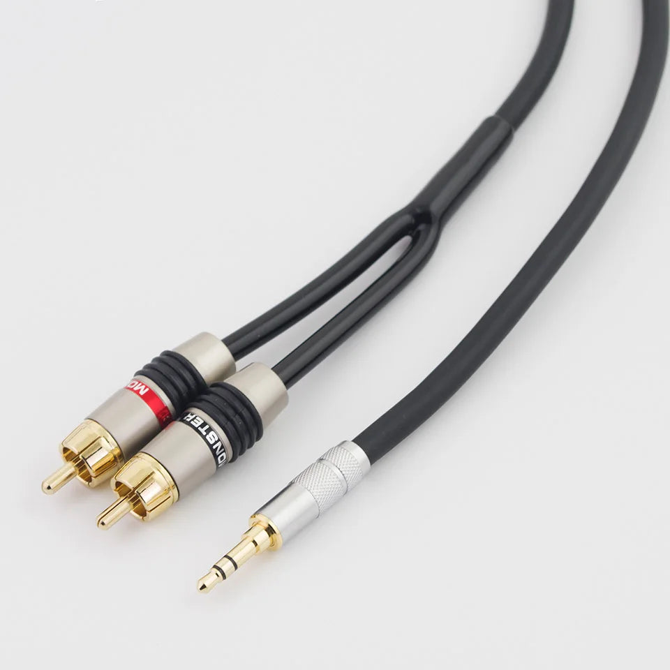 3.5mm Jack To 2RCA OFC Audio Cable Aux To Rca Male HIFI Stereo for Amplifier, Mobile Phone, Computer, Desktop Audio Car Jack