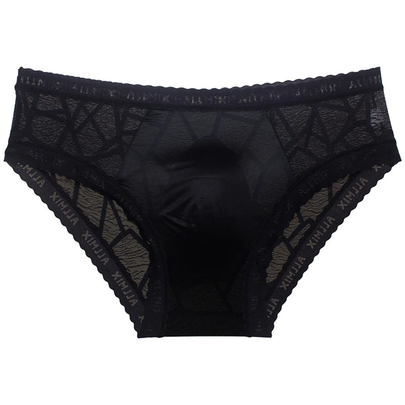 Ropa interior hombre 3D letter sissy gay calzoncillos hombres U convex sexy tоy mens sexy underwear ice silk lace thin calcinha