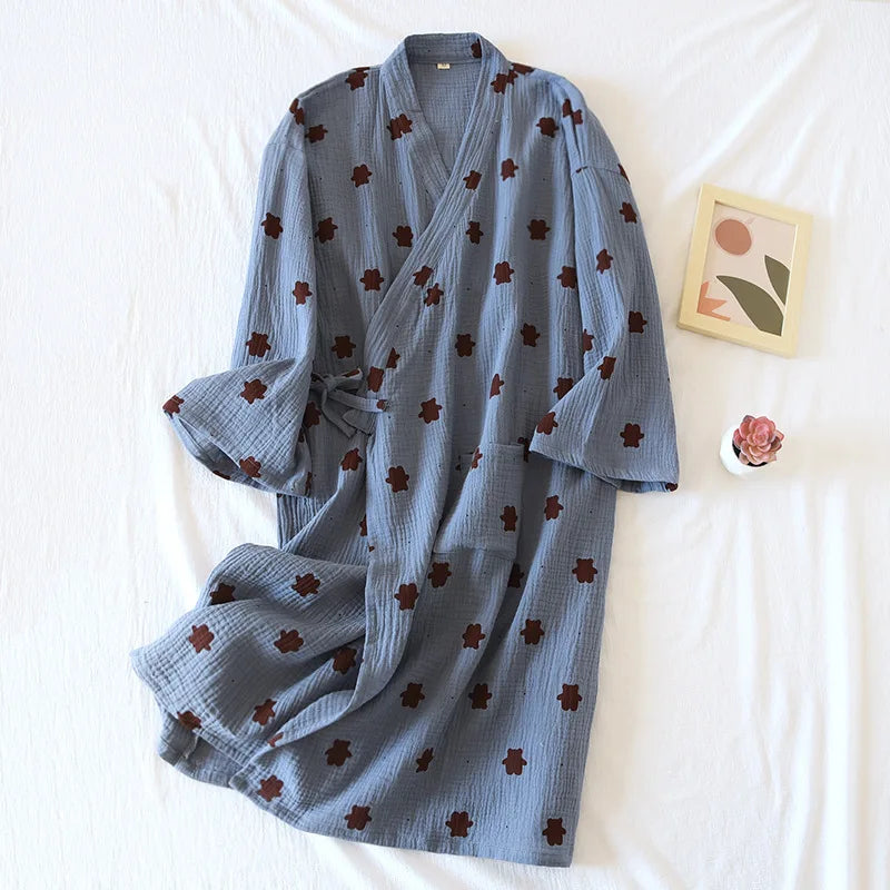 New Cotton Women Robe kimono pajamas Spring Summer Cozy gauze pajamas nightgown Dressing Female bathrobe Sleepwear long pijama
