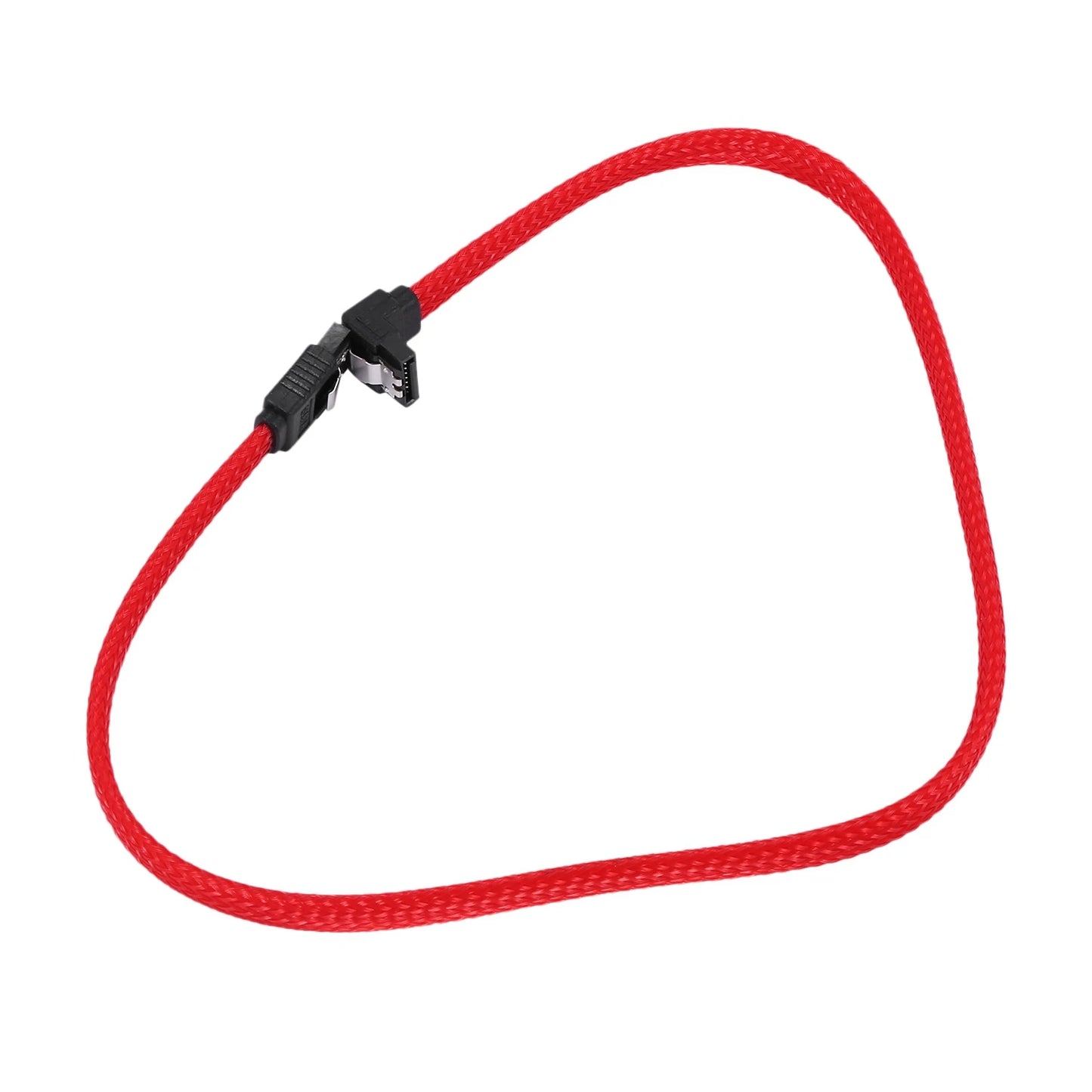 50CM SATA 3.0 III SATA3 7pin Data Cable Right Angle 6Gb/s SSD Cables HDD Hard Disk Data Cord with Nylon Sleeved(Red)