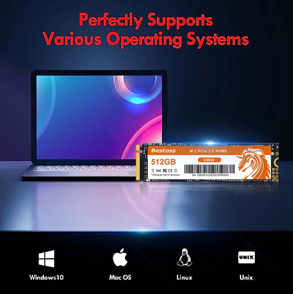 Bestoss M.2 NVMe PCIe 3.0 128GB 256GB 512GB 1TB Internal Hard Drive SSD For Laptop Desktop