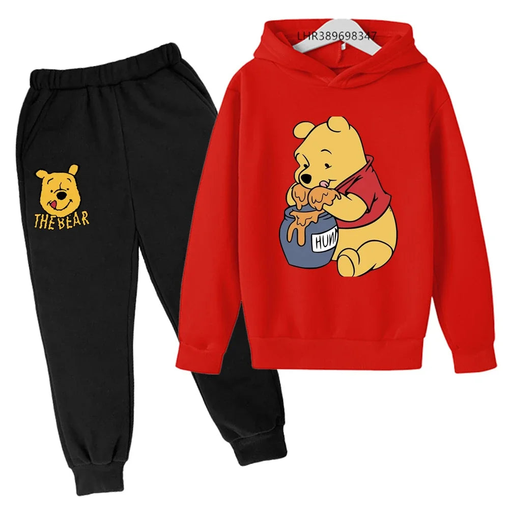 Ropa para niños Little Bear Otoño Invierno edad 3-12 niños niñas abrigo niños Sudadera con capucha + Pantalones conjunto negro
