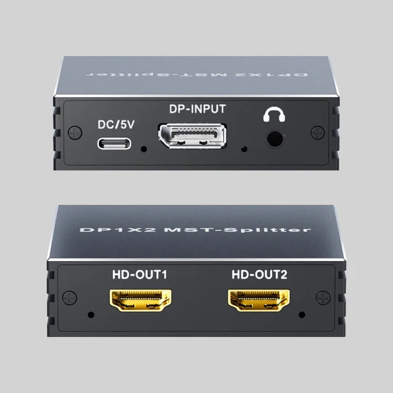 4K 60Hz DisplayPort Splitter 1 In 2 Out DP 1.4 MST Hub 1x2 Extend DP to HDMI Dual Monitor for Desktop Video Card to TV Monitor