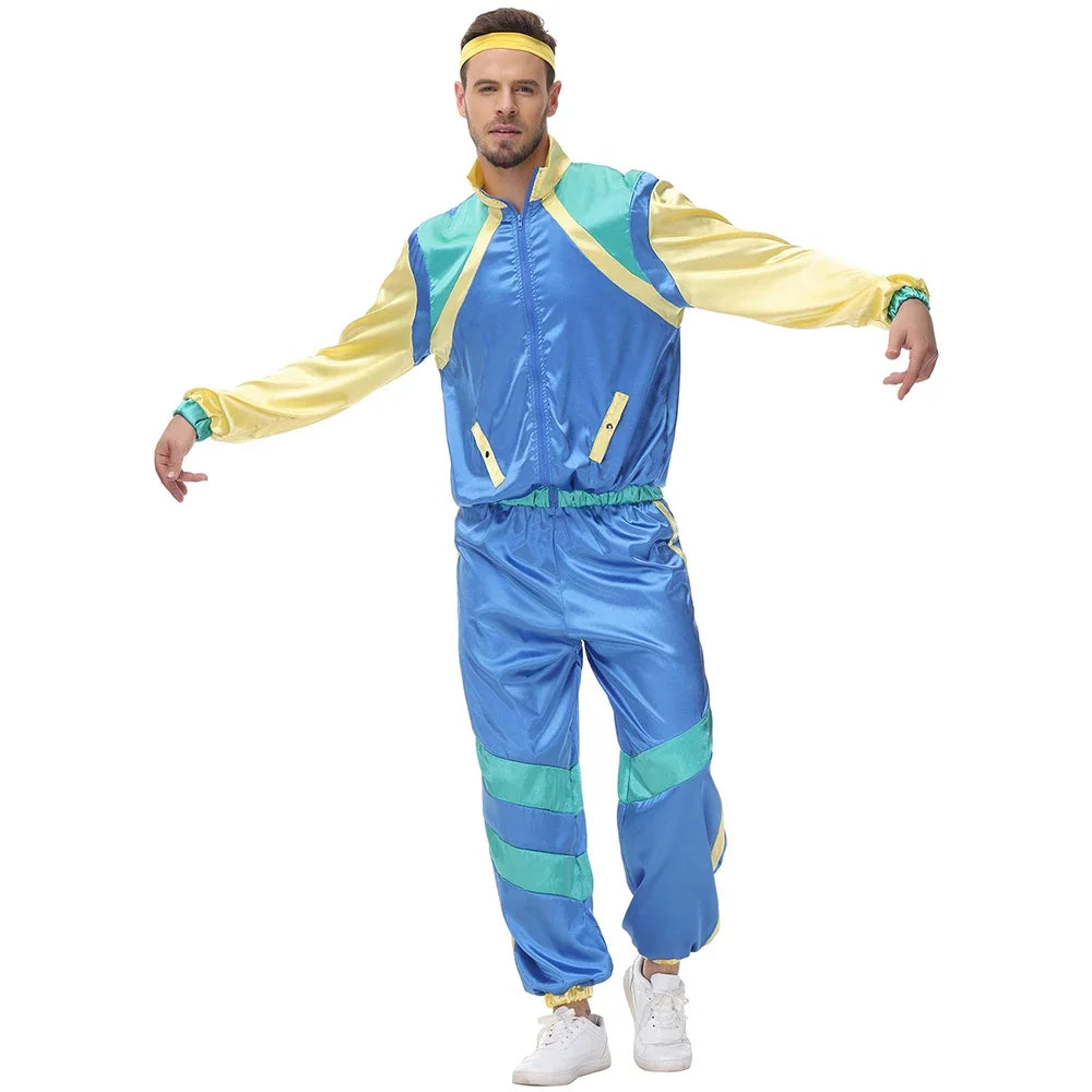 Men Vintage Hippie Costume for Adult Man Carnival Halloween Purim Party Role Playing Funny Retro 70's 80's Hippy Clothes