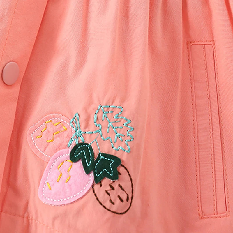 2025 New Children's clothing Baby Girls Jacket Coat Cotton Embroidery Strawberry Hoodie New Tops for Kids Clothes