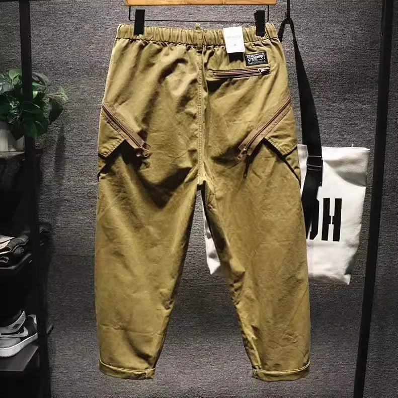 Retro American Men's Wear Resistant Tapered Loose Work Pants Casual Spring Autumn Youthful kets Long Pants Polyester Fiber