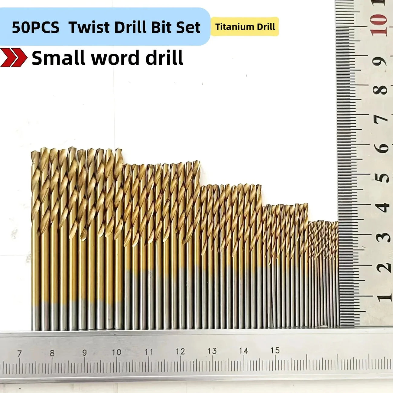 50pc Titanium Plated Twist Drill Set 1-3mm Small Drill Bit Electric Drill Drill Tool DIY Woodwork Drill and Open Drill Bit