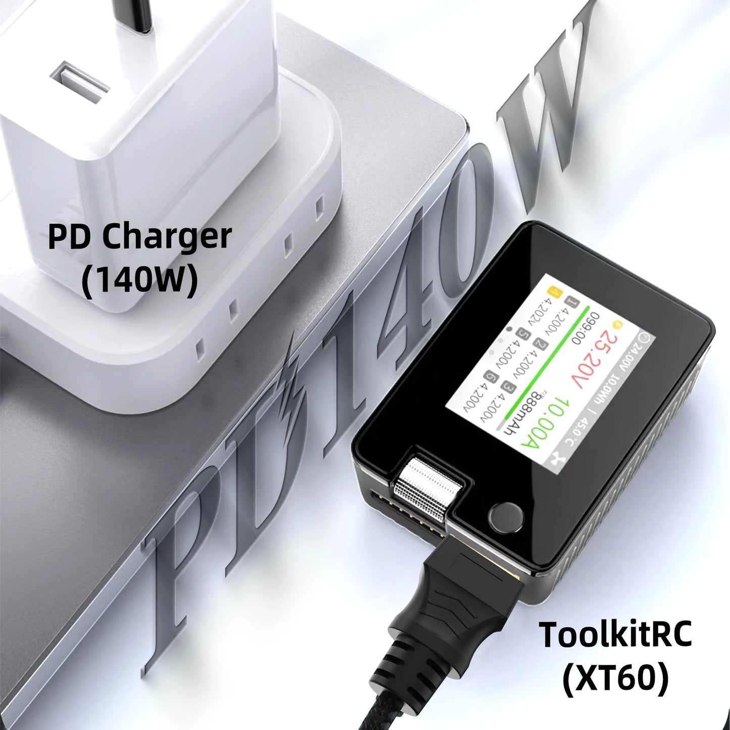 Type C to XT60 adapter cable, USB C to XT60 charging cable, USB C male to XT60 female cable, PD 140W charging cable