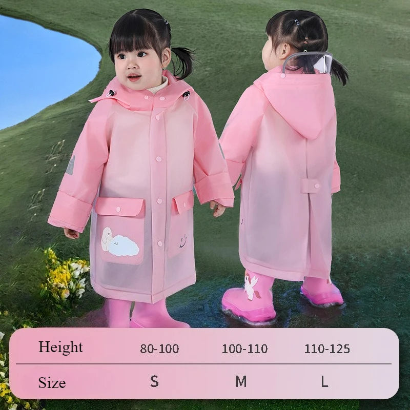 Children's Raincoats for Boys and Girls Rainproof Suits for Kindergarten and School Kids Cartoon Reflection Raincoat Kids 1pcs