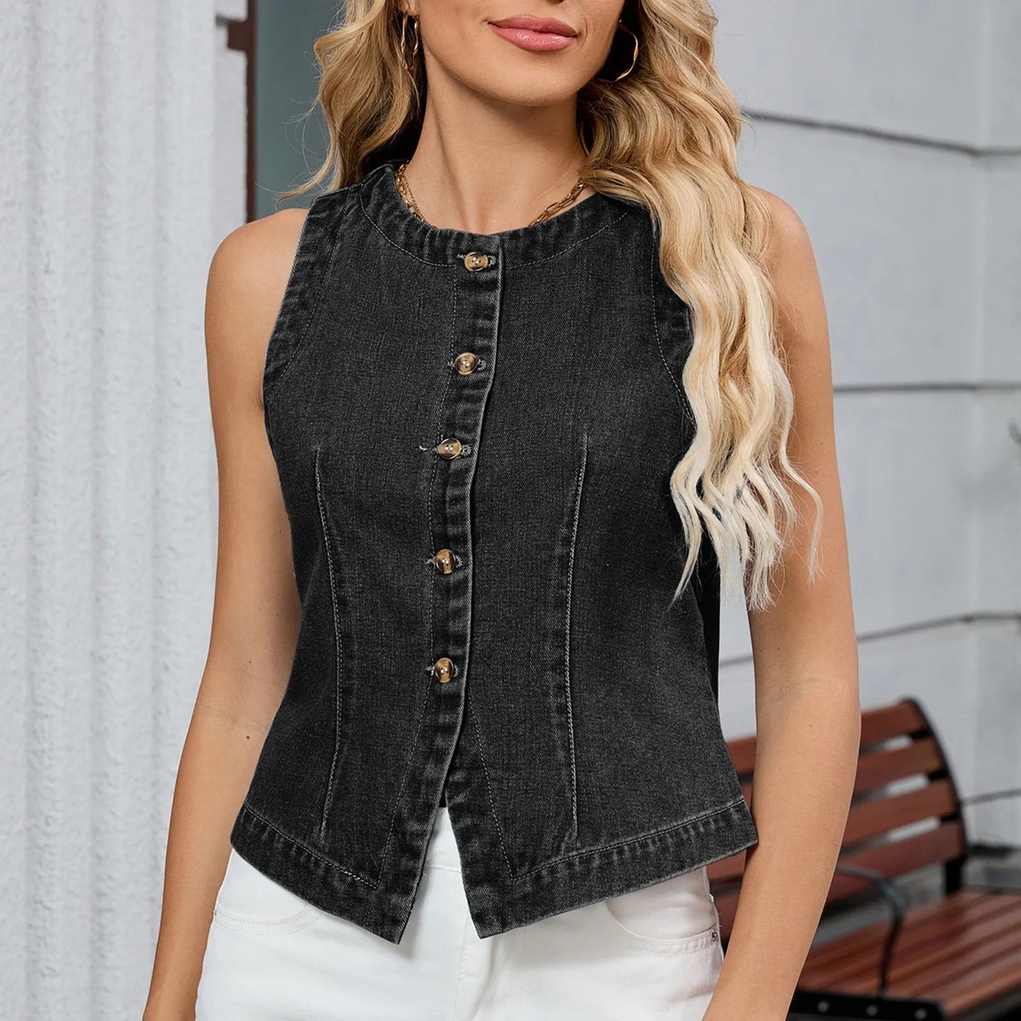 Women'S Fashionable Solid Color Sleeveless Washed Denim Vest Top Ropa De Mujer Woman Clothes Top Mujer Clothes For Woman Tops
