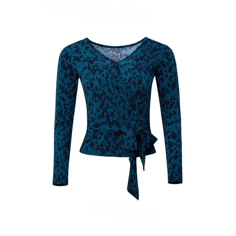 Top Female Adult Long Sleeve Latin Dance Dress Modern Dance Social Dress National Standard Practice Costume ropa mujer