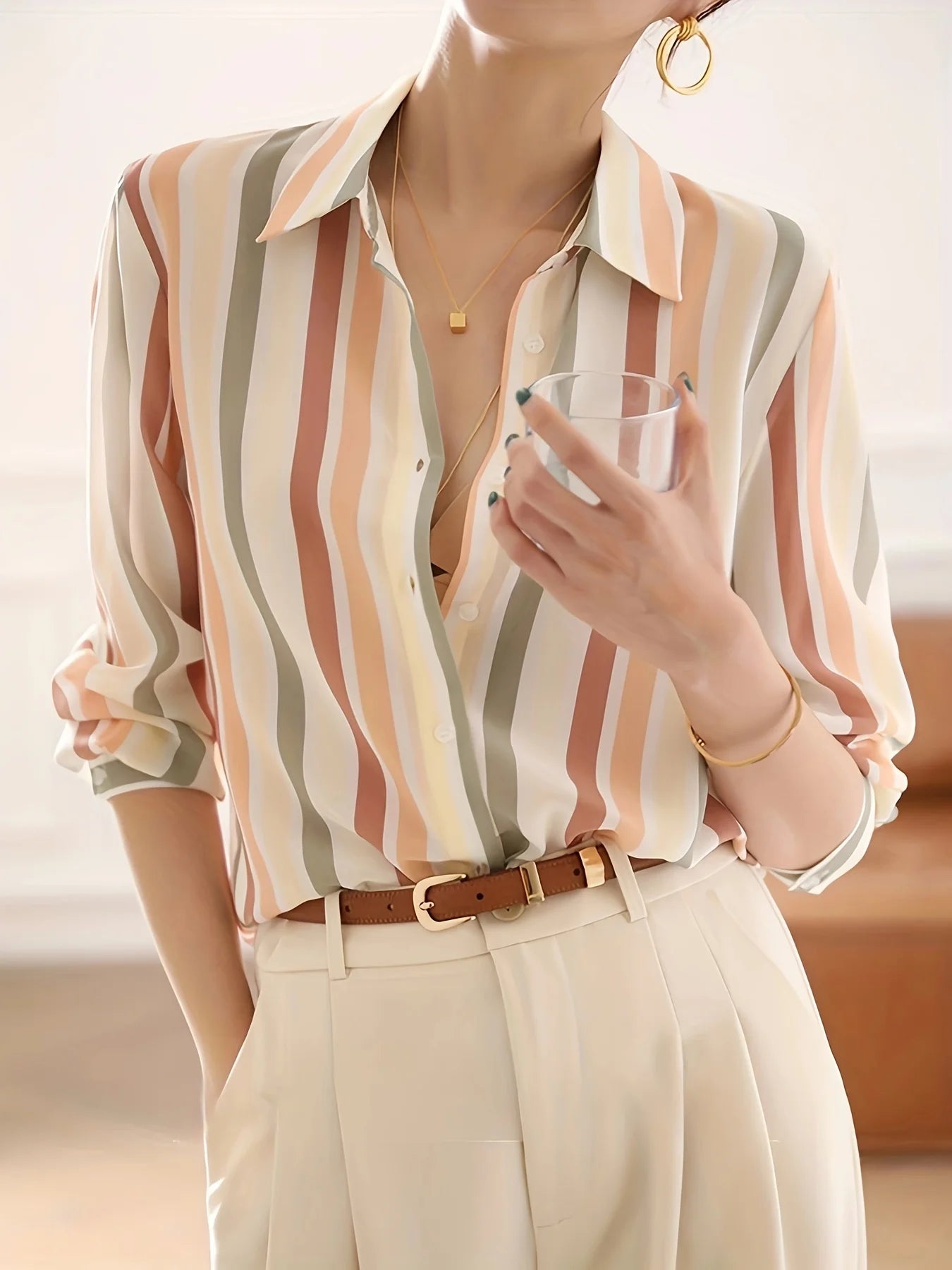 New Arrival Women Blusa Mujer for Spring Autumn Fashion Trendy Print Ladies' Button-Down Shirt for Work and Casual