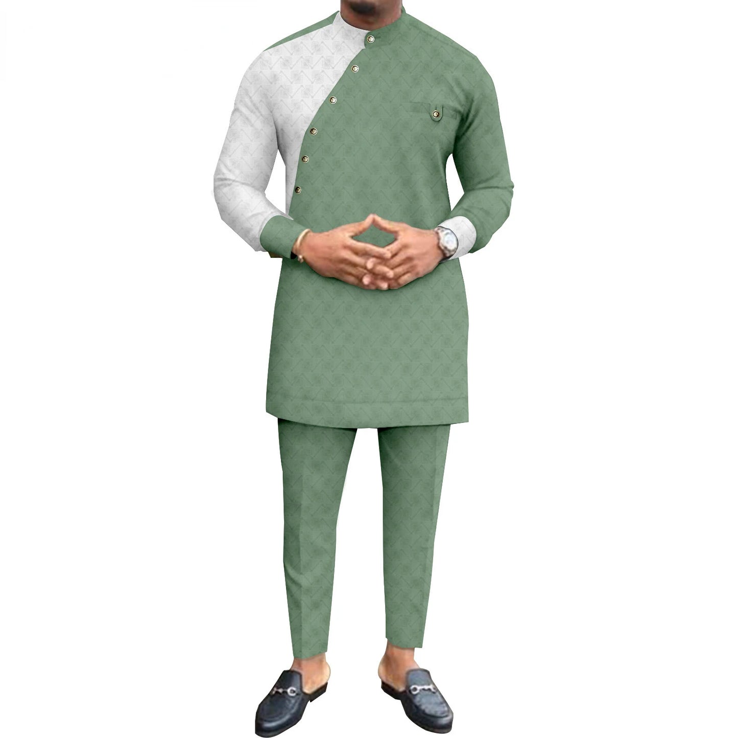 New Casual Fashion African Ethnic Solid Color Men's Casual Suit Jacket + Pants Ropa Hombre Roupas Maculinas 반바지 Men Clothing