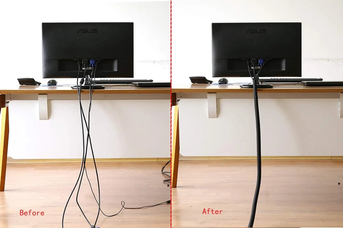 Cord Protector Wire Loom Tubing Cable Sleeve Split Sleeving for USB Cable Power Cord Audio Video Cable TV Computer Home Auto