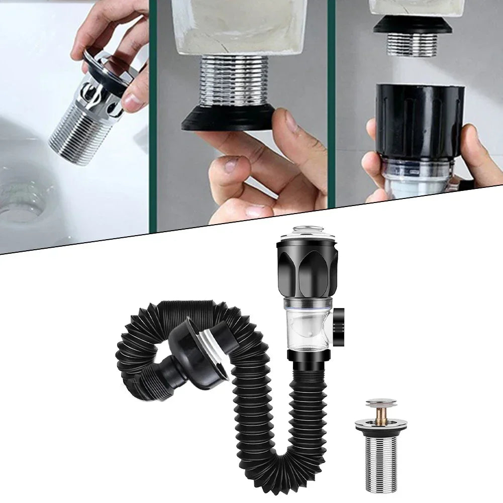 Bathroom Sink Drain Pipe Set Retractable Deodorant Sewer Drainage Water Hose Wash Basin Drainer Bathroom Kitchen Drain Access