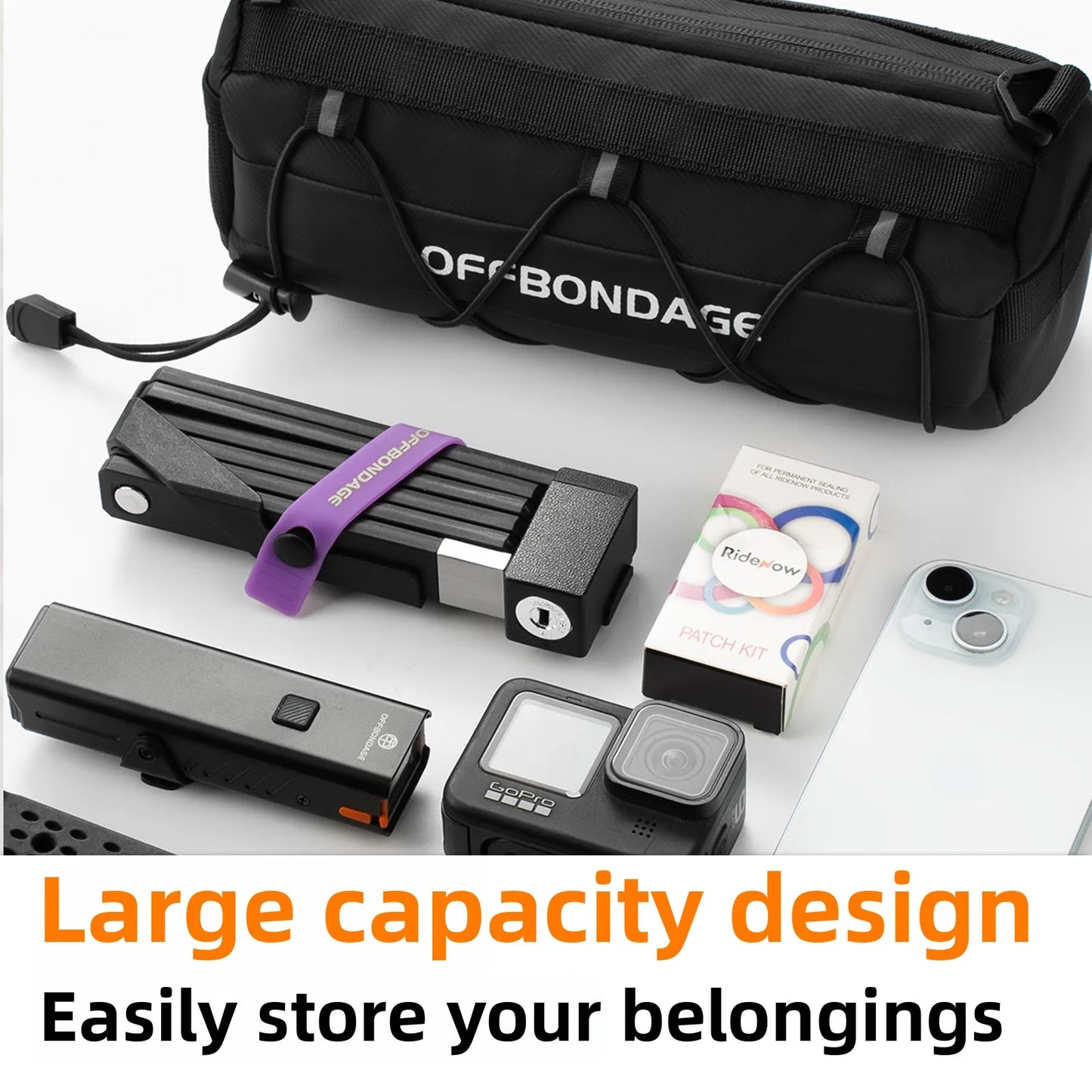 OFFBONDAGE Bike Bag Portable Handlebar Multi-purpose Large Capacity Backpack MTB Road Cycling Frame Tube Bag Elastic Band
