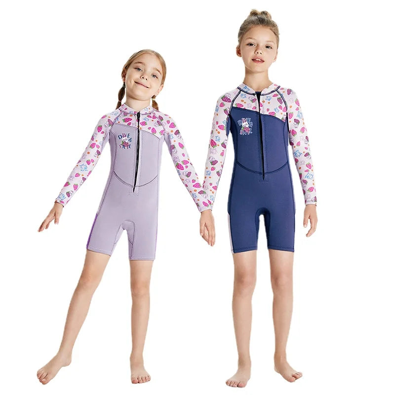 2.5mm Neoprene Surfing Shorty Wetsuit For Children Boys Jellyfish Swimsuit Girls Underwater Diving Suits Kids Scuba Swimwear
