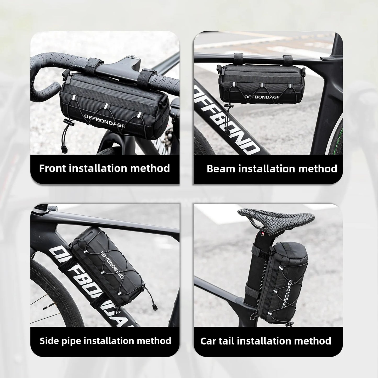 OFFBONDAGE Bike Bag Portable Handlebar Multi-purpose Large Capacity Backpack MTB Road Cycling Frame Tube Bag Elastic Band
