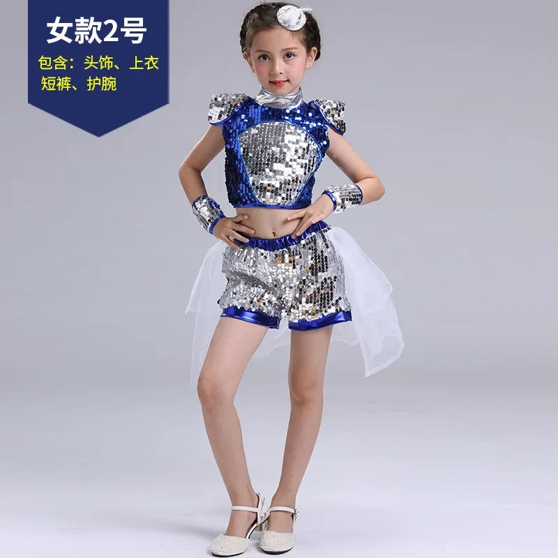 Show 2 Piece Set Children Costumes Summer Baby Girl Clothes Robe Fille Sequin Fashion Teen Boy Outfit Roupa Infantil Kids Suit