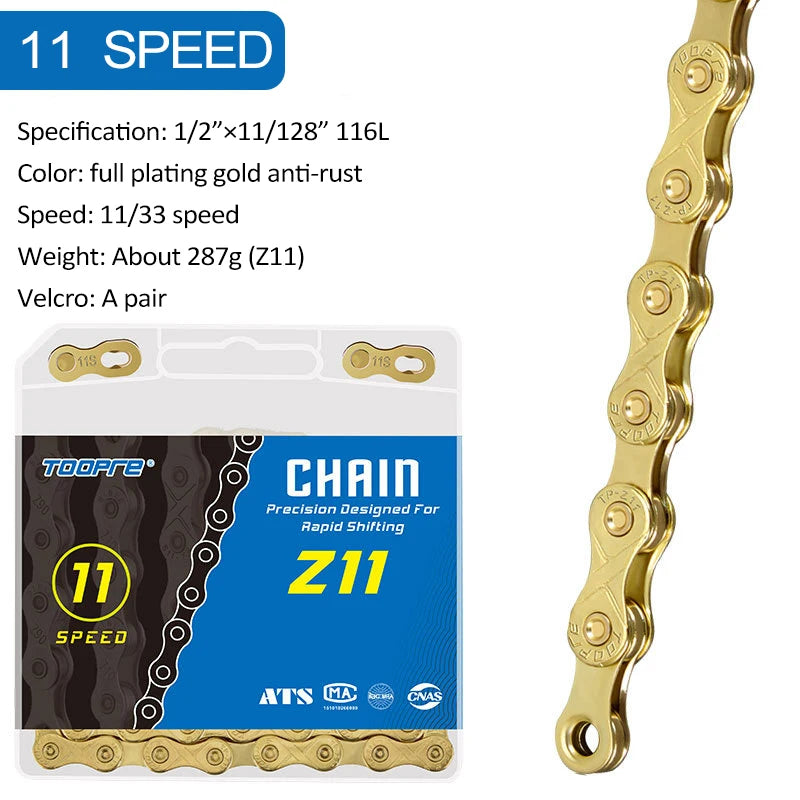 TOOPRE Bicycle Chains Gold 6 7 8 9 10 11 Speed MTB Road Bike Chain 116 Links anti-rust Chain Bikes Part