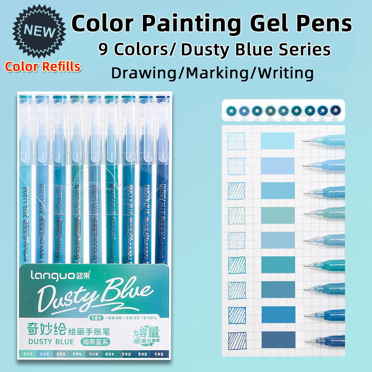 Color Painting Gel Pen Set,With Storage Box,0.6mmNeedle Tip,Rich Color Large Capacity Gel Pens,Art Supplies For Diary,Card,DIY