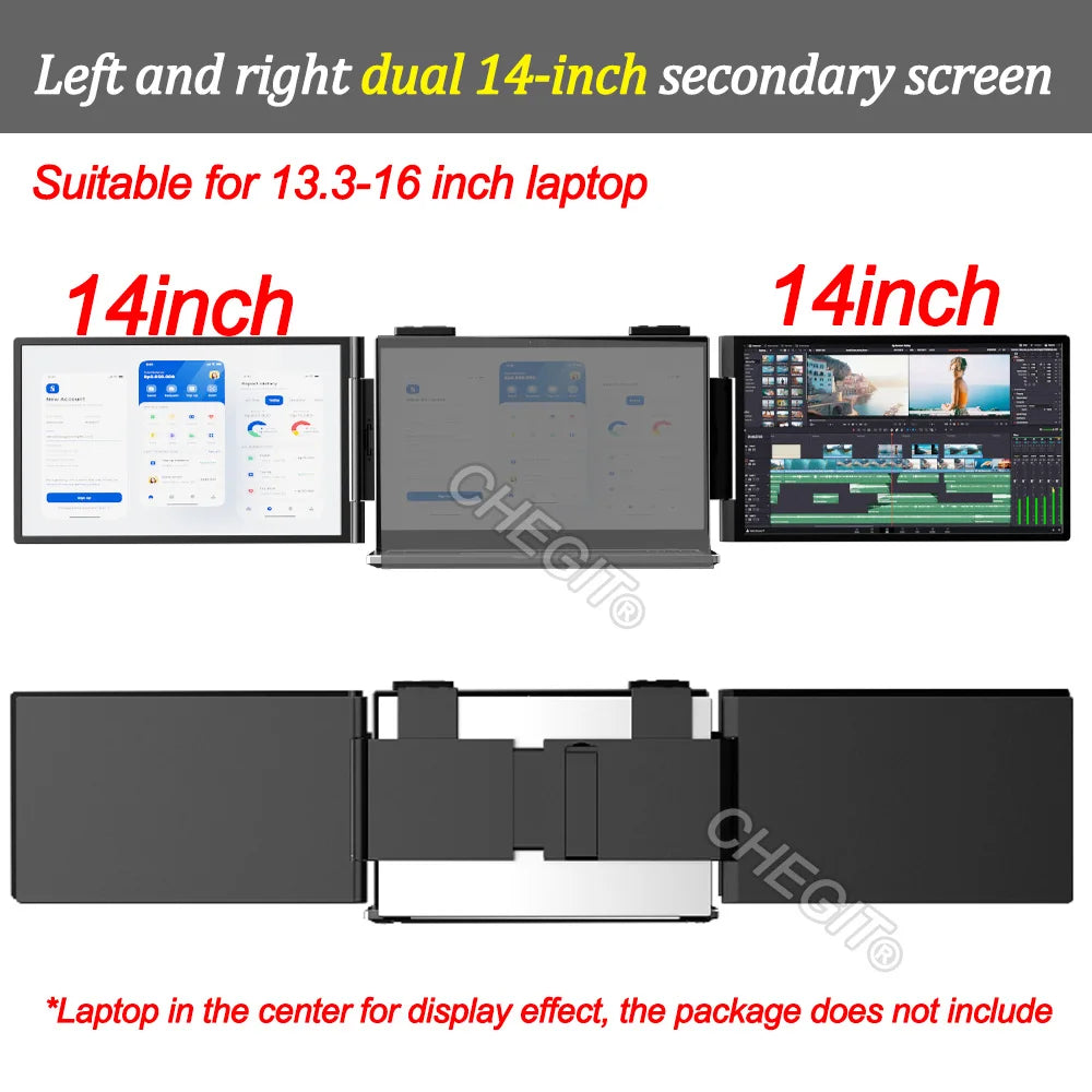 14" Portable dual monitor/Singel monitor , IPS screen USB-C/HDMI laptop extender for trading/programming/gaming Second display