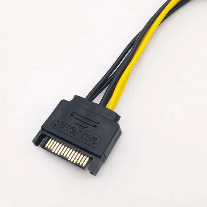 20cm High Speed 15 Pin SATA Male To 8 Pin(6+2) PCI-E Power Supply Cable SATA Cable 15-pin To 8 Pin Cable