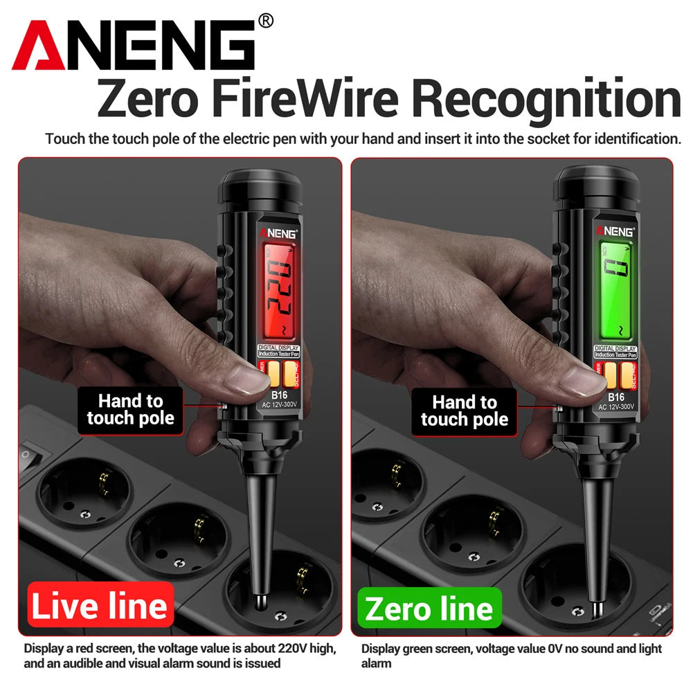 AC 12V-300V Non-Contact Voltage Detector LCD Digital Display NCV Voltage Tester Pen Wire Breakpoint Finder Live Wire Test Meter
