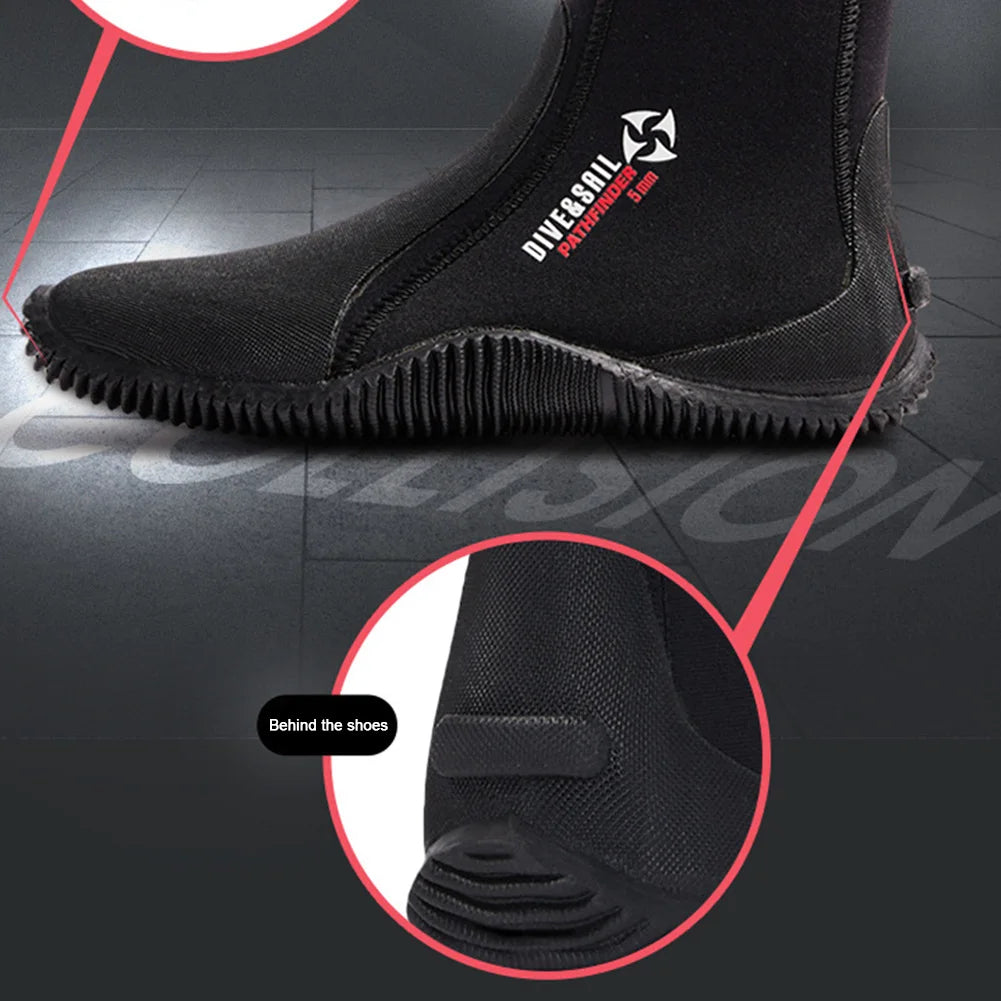 Neoprene 5mm Diving Boots Non-slip Adult Warm Thermal Patchwork Wetsuit Shoes Free Surfing Boots for Men Womens Swimming