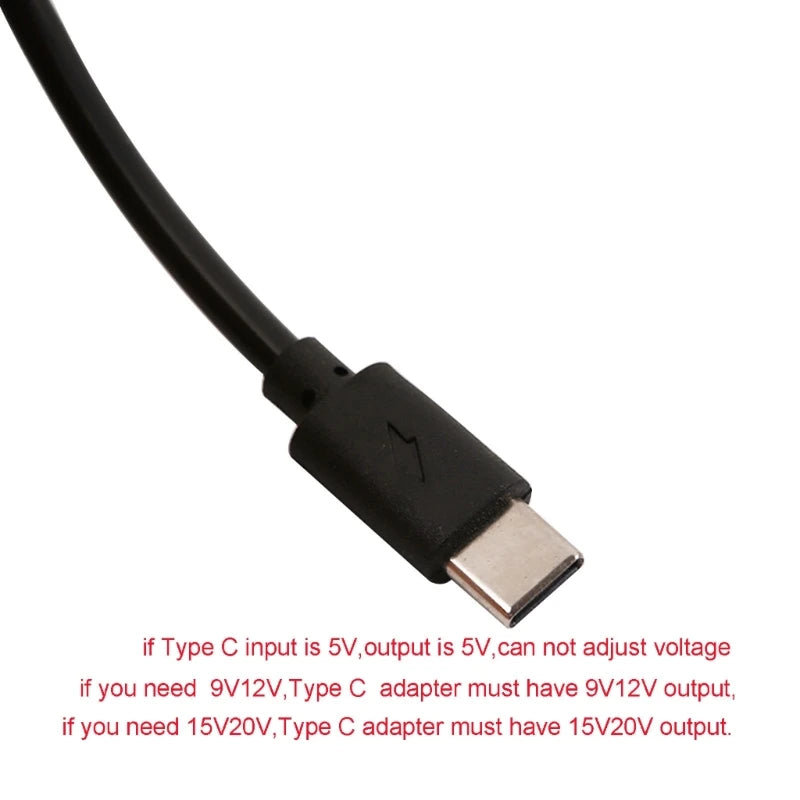 USB C to 5.5x2.1mm 5V 9V 12V 15V 20V Adjustable Voltages Cable for Router Laptop J60A
