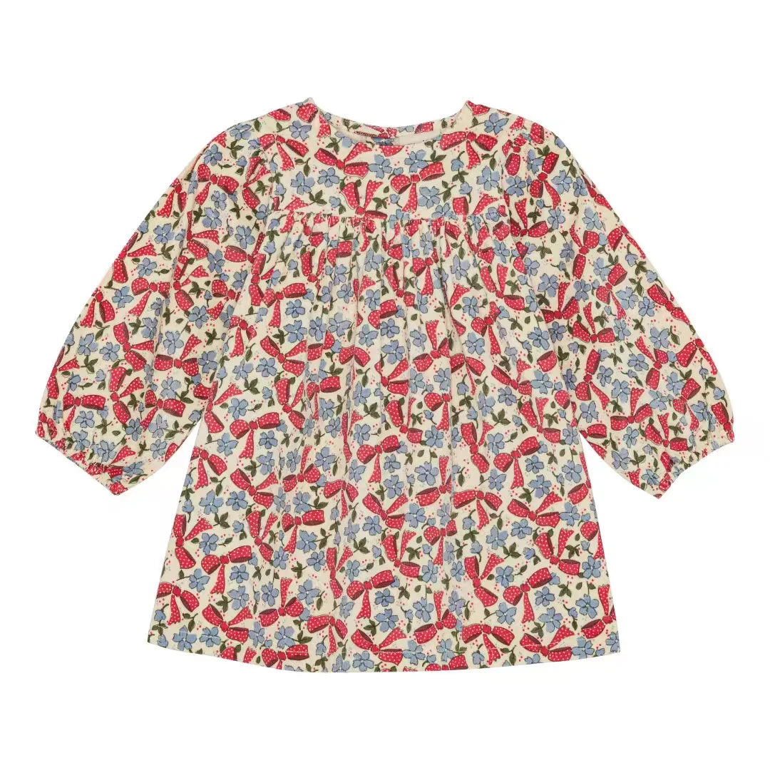 2025 New Kids Girls Clothes AW New Toddler FL Cute Bow Strawberry Printed Dresses Denim Vest Dress Jeans Children Clothing
