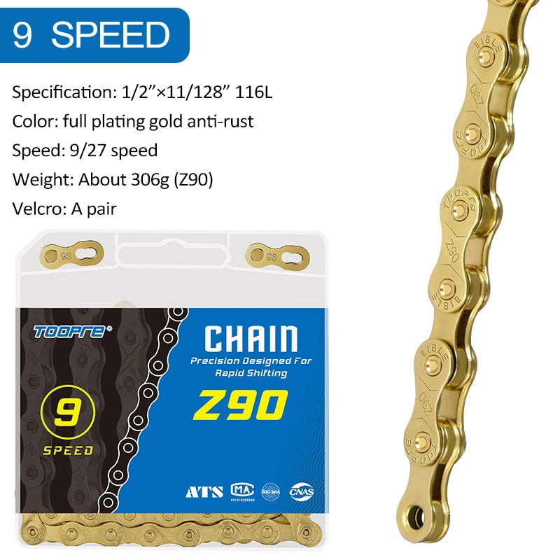TOOPRE Bicycle Chains Gold 6 7 8 9 10 11 Speed MTB Road Bike Chain 116 Links anti-rust Chain Bikes Part