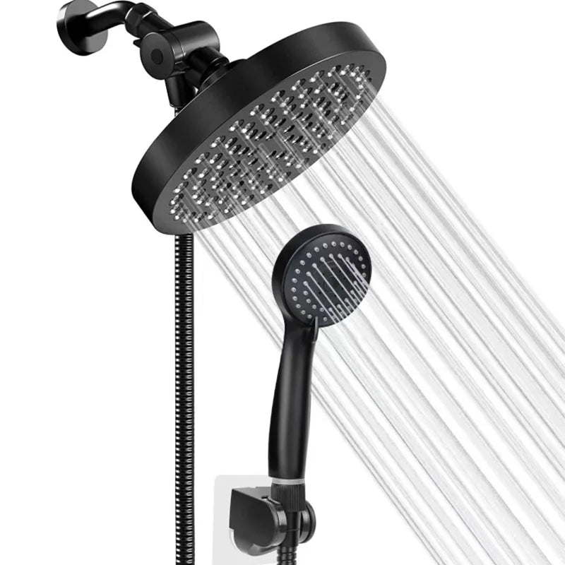 Bathroom Concealed 6-inch ABS Pressurized Shower Set Matte Black Showerhead Combination Toilet Top Spray Shower