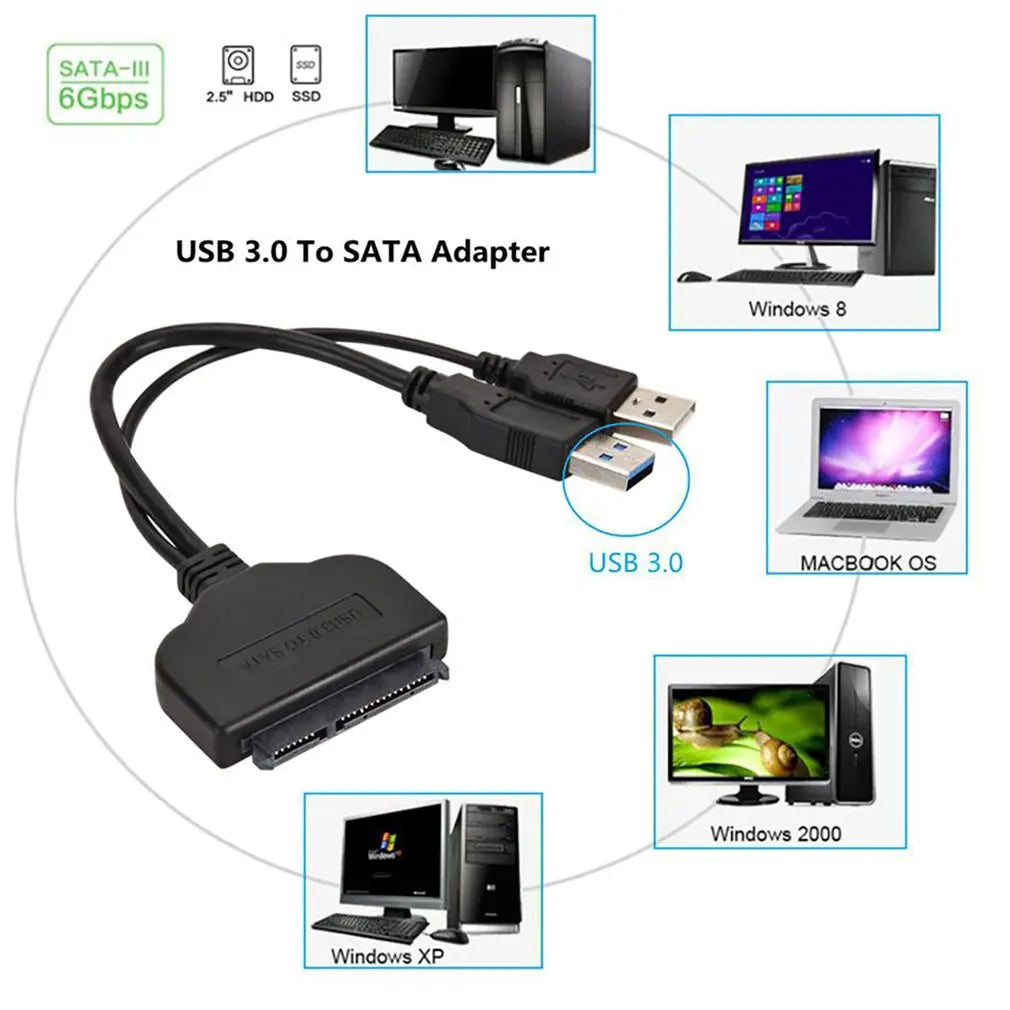 7+15pin SATA Adapter Cable USB To Serial SATAHard Disk 2.5 Inch Notebook SSD HDD Drive Line USB 3.0 Transfer Computer Cables
