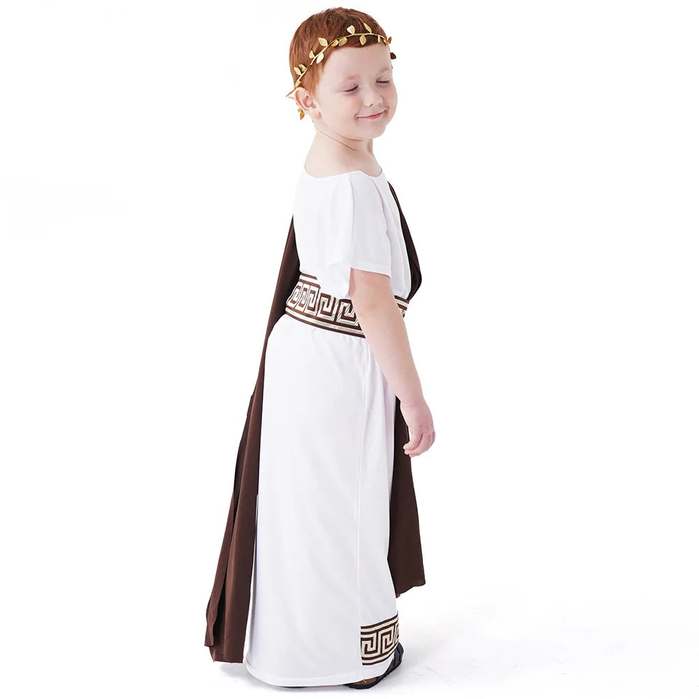 Children's clothing for boys Roman toga costume Children's festival Day Ancient Greek mythology cosplay costume party Dress up