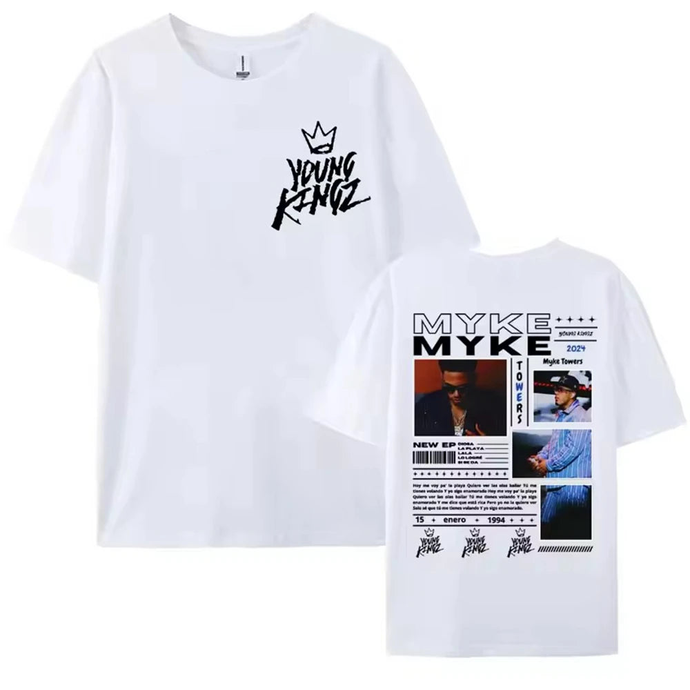 Ropa Hombre short sleeve Men Clothing Homme Mens New in Top & Tees Tee Shirt Rapper Myke Towers Graphic Printed T-shirts