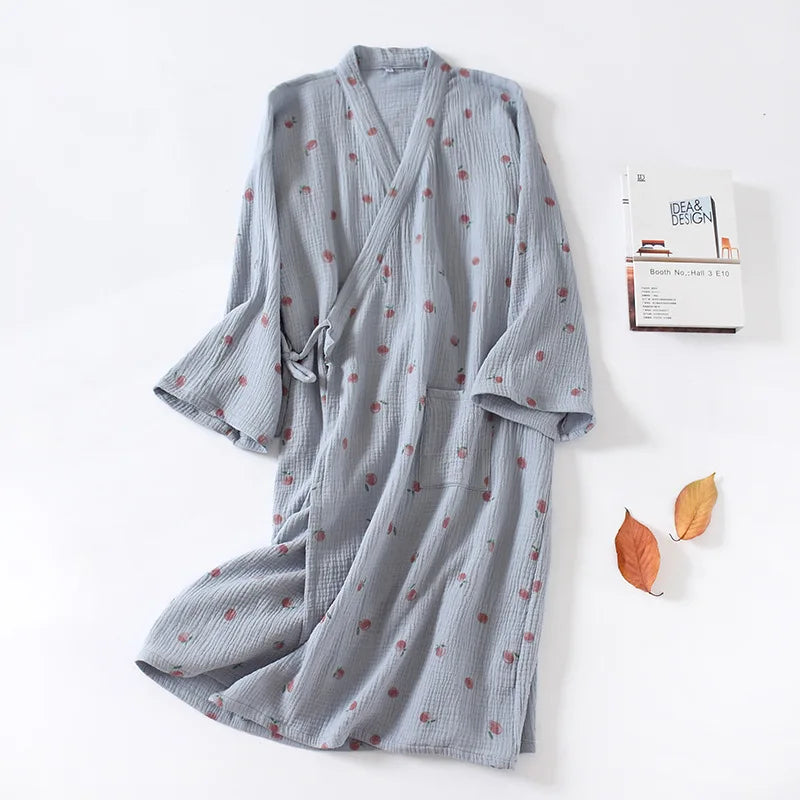 New Cotton Women Robe kimono pajamas Spring Summer Cozy gauze pajamas nightgown Dressing Female bathrobe Sleepwear long pijama